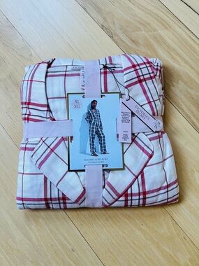 New!Victoria's Secret Red & White Plaid Flannel Long PJ Set